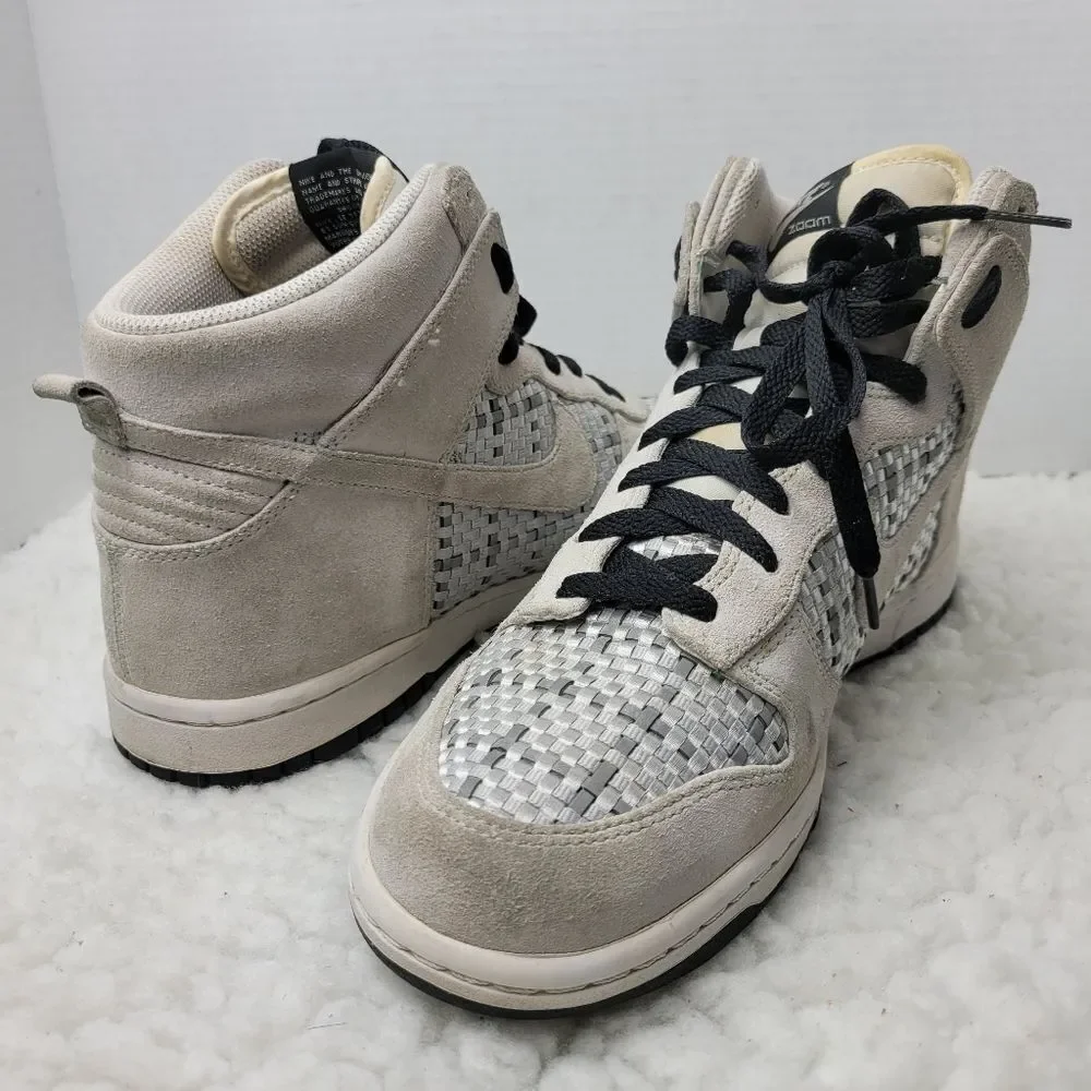 Vtg Nike Dunk Mens Size 10High Top Premium Suede Woven Grey Silver 317891-007